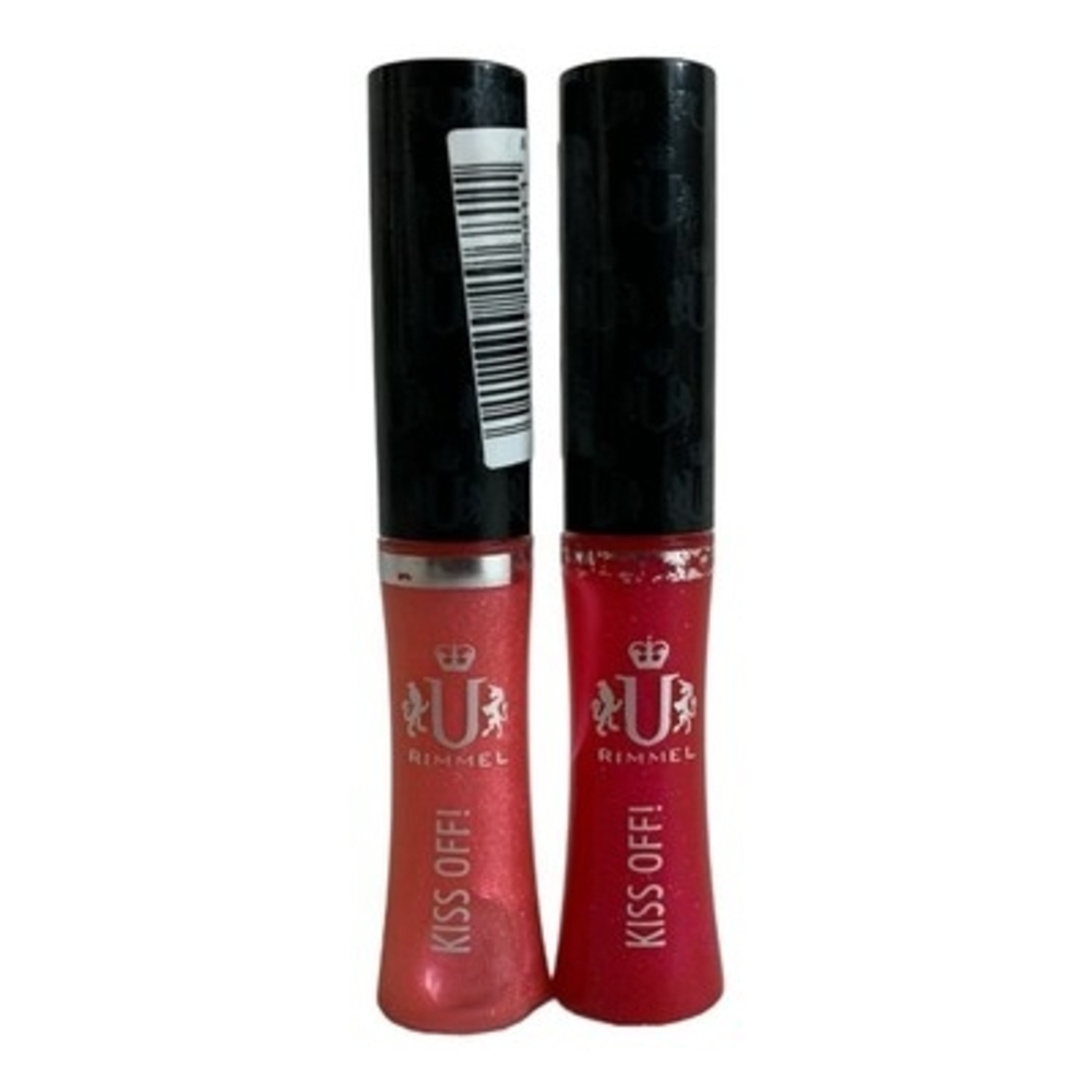 2x Rimmel Kiss Off Brilliant Lips Lip Gloss Set 300 Paint The Town 100 Forbidden - Picture 2 of 5